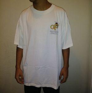 Hanes White T‑Shirt with Yellow & Black Graphic
